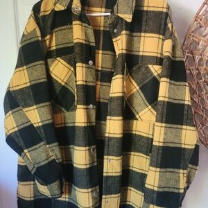 Divided Yellow and Black Plaid Jacket
